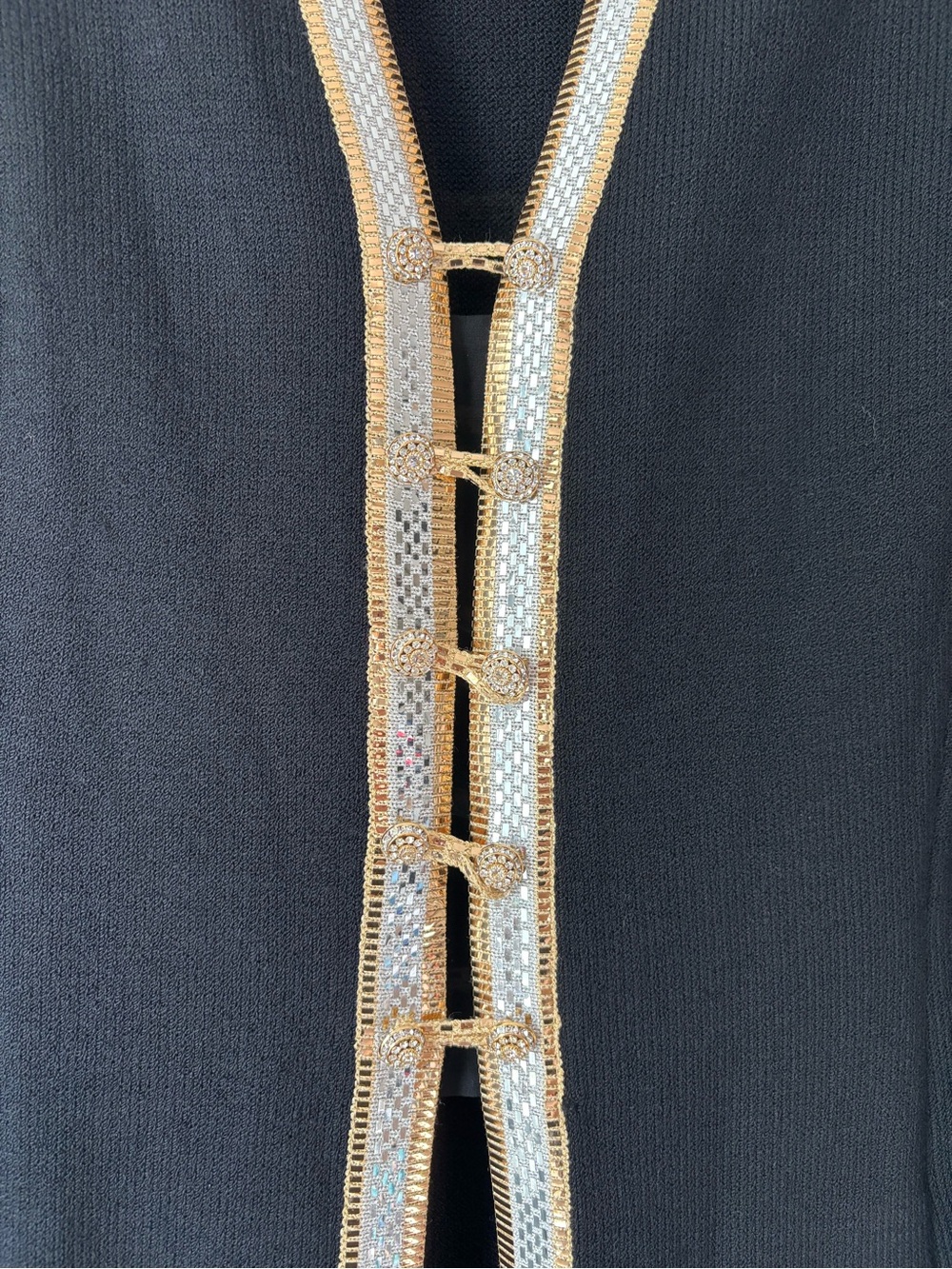 Vintage St. John Evening Black Knit Jacket with Gold Trim and Skirt - Picture 3 of 5